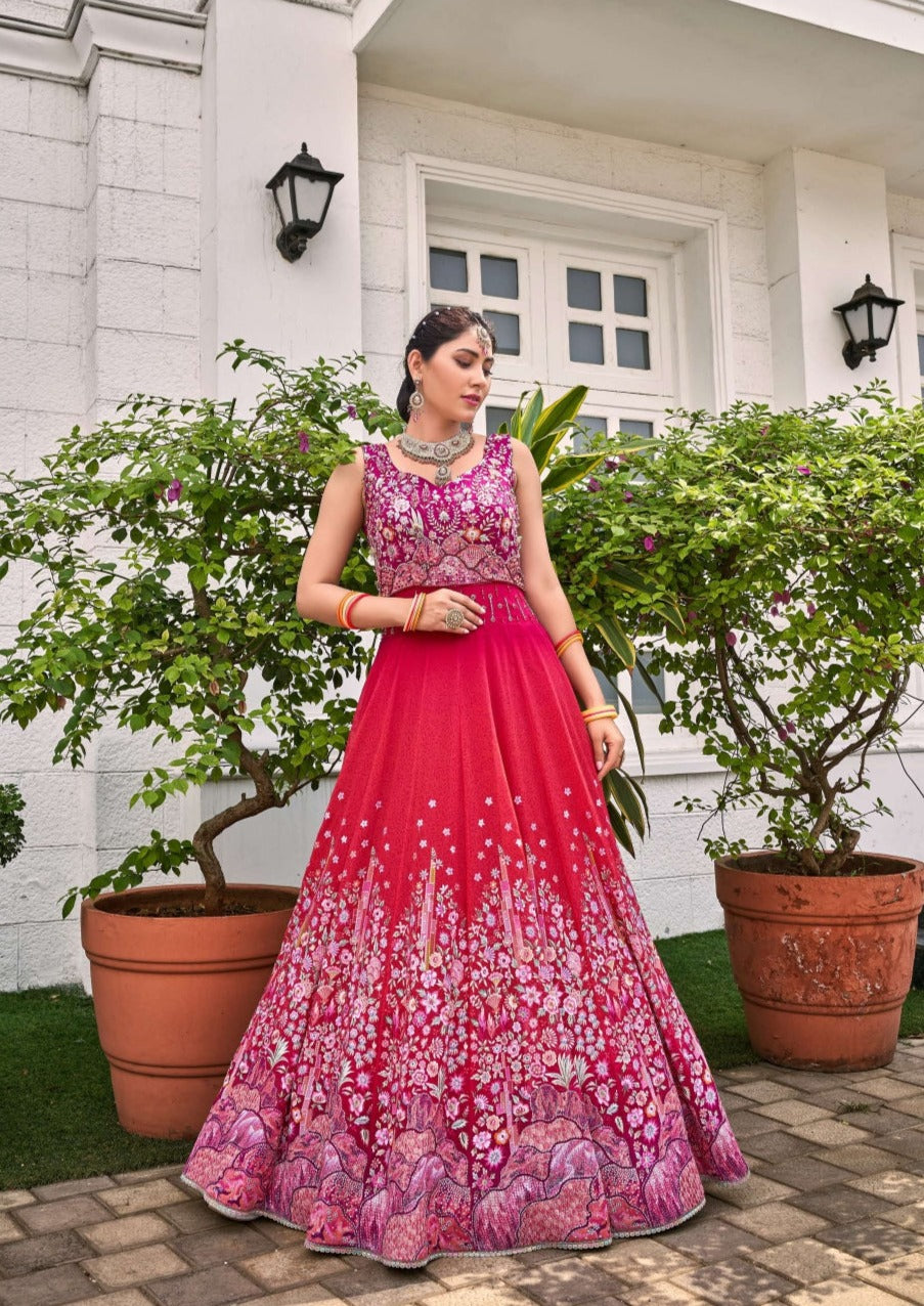 Radiant Rangoli Ensemble 2024: Nandini Gowns by Kalpanas Creations Radiant Rangoli Ensemble 2024: Nandini Gowns by Kalpanas Creations