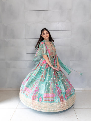 Designer Wedding IndoWestern Series By Kalpanas Creations , Frill flair Blouse