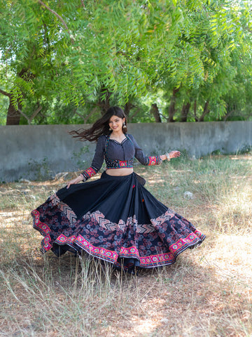 Black Jacket Style Chaniya Choli by Kalpanas Creations