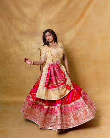 Raas Rasiya 2024 : 12 meter flair Original Leheriya Pure Badhani Fusion Designer Multipurpose Chaniya Choli by Kalpanas Creations