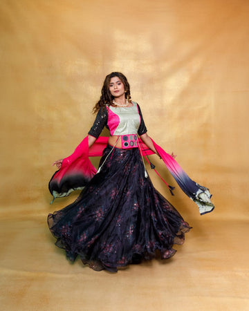 Raas Rasiya 2024 : 14 meter flair Pure Diamond Organza Designer Chaniya Choli by Kalpanas Creations