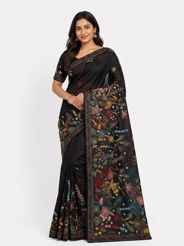 Designer Semi Tussar Silk Saree