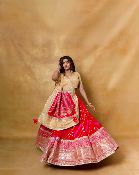 Raas Rasiya 2024 : 12 meter flair Original Leheriya Pure Badhani Fusion Designer Multipurpose Chaniya Choli by Kalpanas Creations