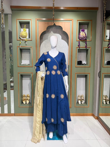 Blue Hand Work Dress