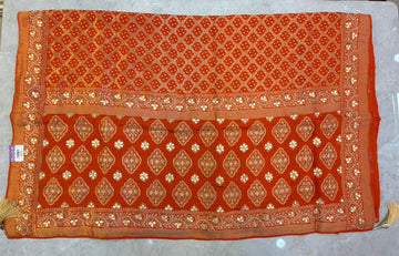 Rust Orange Dola Silk Saree New
