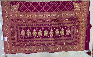Rust Orange Dola Silk Saree with Heavy Handwork
