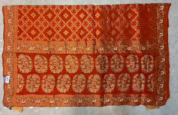 Rust Orange Dola Silk Saree
