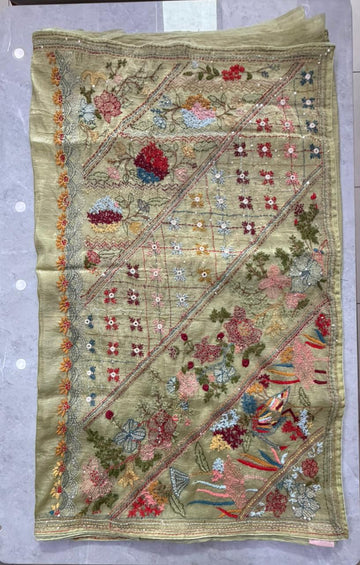 Silk Organza Saree with Katha Hand Work