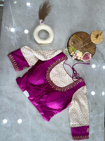 Rani Color Silk Blouse with Vintage & Zardoshi Work (210288)