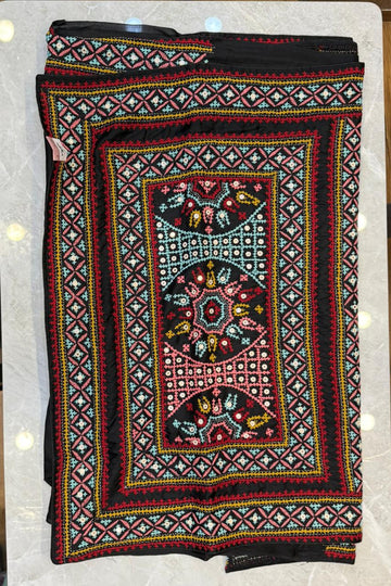 Katha Work Real Mirror Handwork Saree new