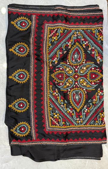 Katha Work Real Mirror Handwork Saree