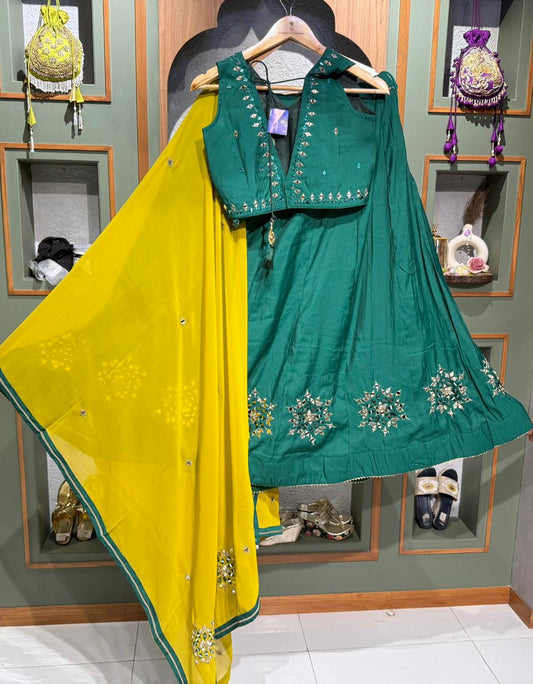 SBP Green mirror work chaniya choli
