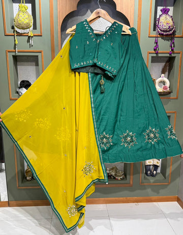 SBP Green mirror work chaniya choli