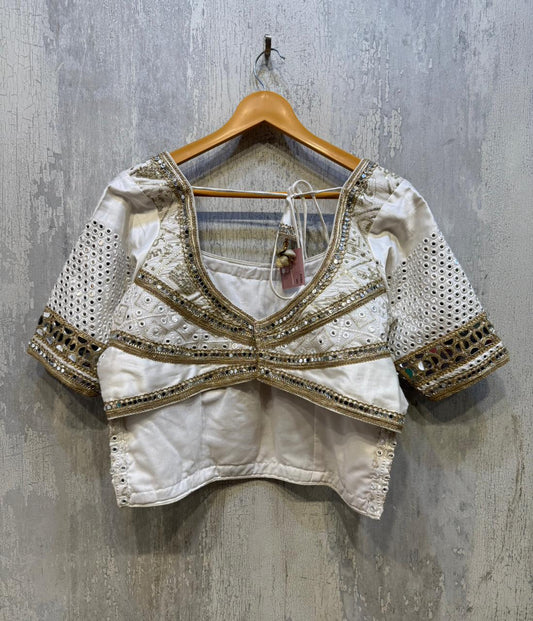 Gaji Silk Blouse with Real Hand Mirror & Tikki Work KC 0005116