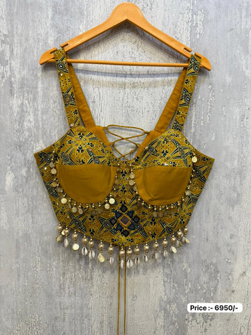 Cotton Block Print Blouse KC 0005105 Yellow
