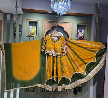 Mustard Green Red Lumpi Border Chaniya Choli KC 0005119
