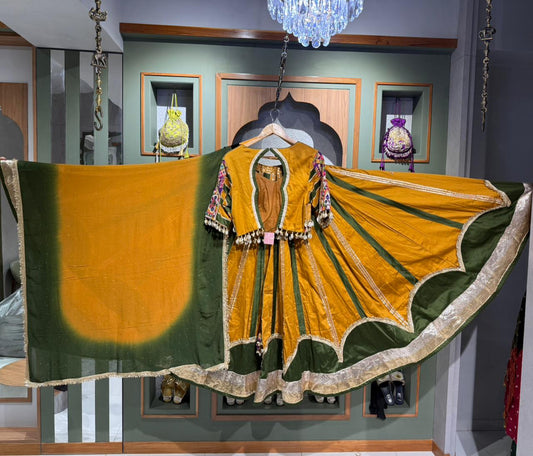 Mustard Green Red Lumpi Border Chaniya Choli KC 0005119
