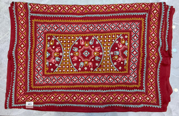 Red Rabari Bharat with Mirror Katha Work Saree