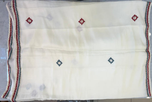 Cream Color Rabari Bharat with Mirror Katha Work Saree