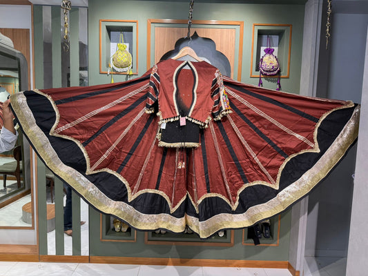 Pure Jam Silk Brown & Black Chaniya Choli
