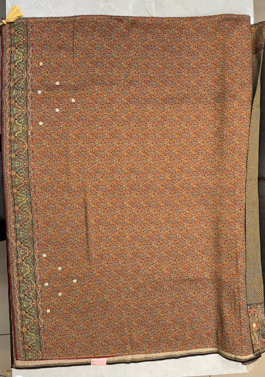 Rust Color Kim Khab Hand Work Saree