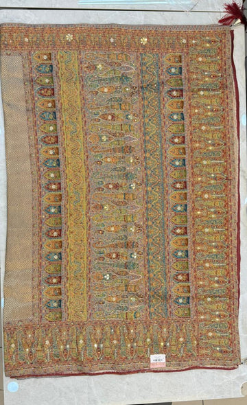 Rust Color Kim Khab Hand Work Saree