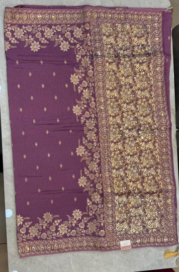Purple Dola Silk Banarasi Saree