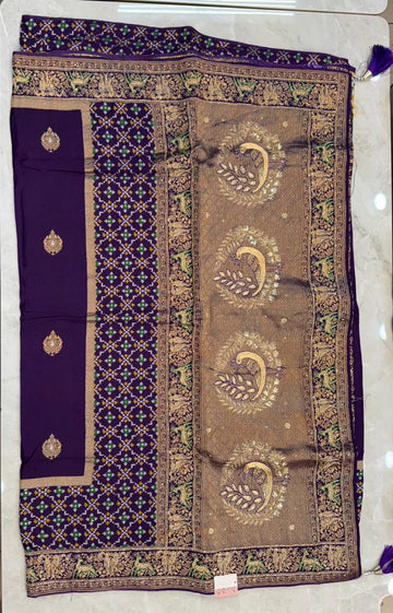 Dola Silk Purple Banarasi Saree with Patola weaving