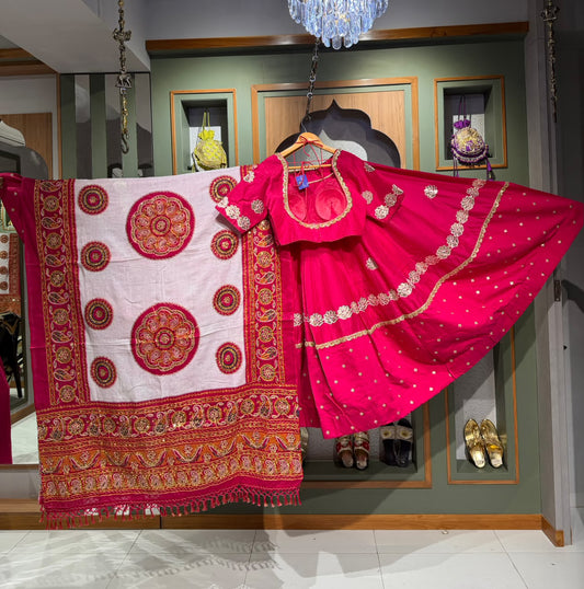 Designer Pink Gota Patti Chaniya Choli with Vintage Tikki Dupatta