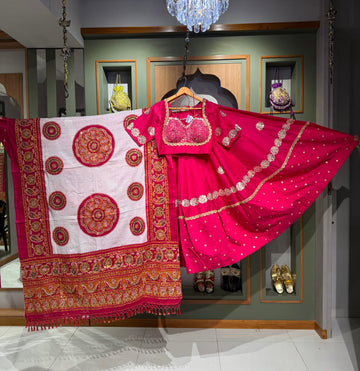 Designer Pink Gota Patti Chaniya Choli with Vintage Tikki Dupatta