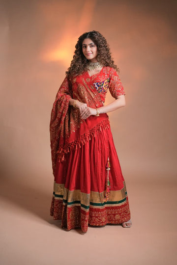 Traditional Red Designer Chaniya Choli by Kalpana’s Creations