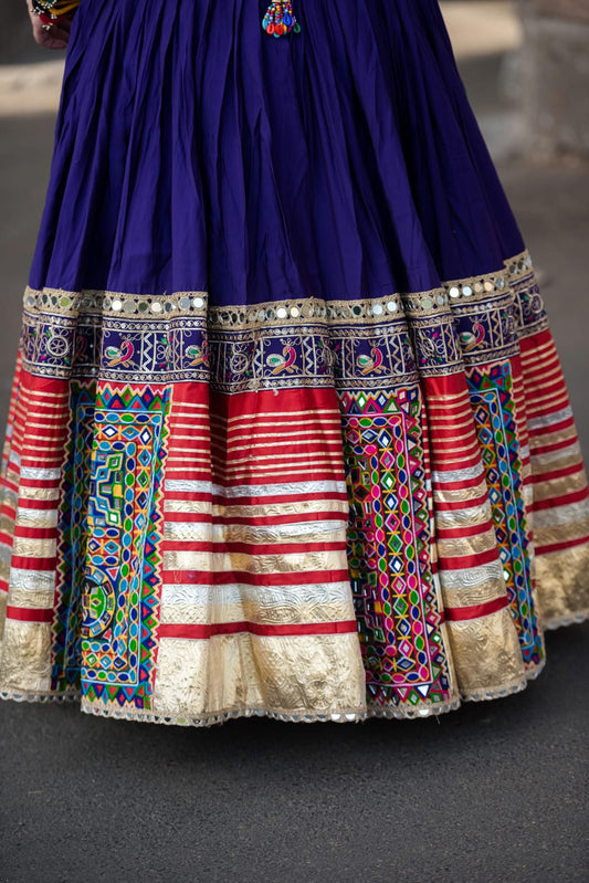 Designer Purple Bombay Silk Chaniya Set with Heavy Kutchi & Lampi Work, Corset Blouse & Patola Dupatta
