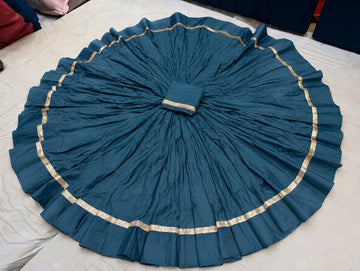 Kali Roman Silk Single Colour Skirt with Real Mirror Lace Patti