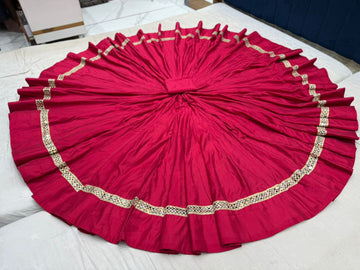 Kali Roman Silk Single Colour Skirt with Real Mirror Lace Patti