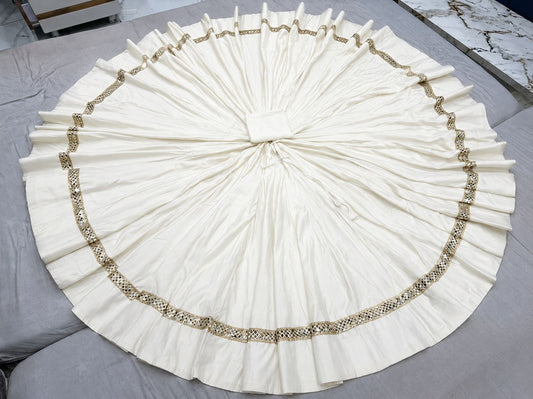 Kali Roman Silk Single Colour Skirt with Real Mirror Lace Patti
