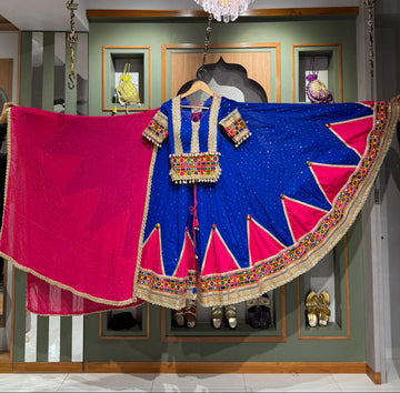 Designer Royal Blue Cotton Chaniya Choli with Kodi & Mukesh Work