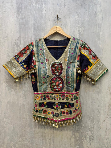 Silk Blouse with Kodi Coin & Banarasi Patchwork