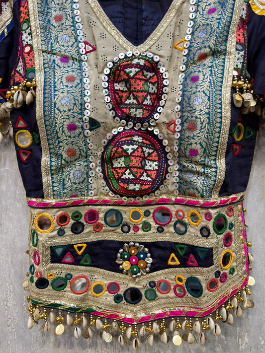 Silk Blouse with Kodi Coin & Banarasi Patchwork