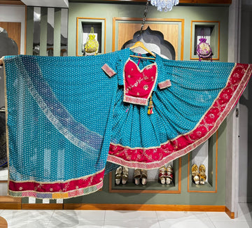 Designer Teal blue Chaniya Choli with Vintage Work Border