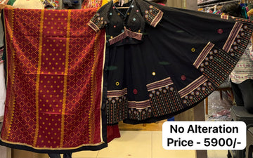 Designer Cotton Ajrakh Chaniya Choli With Mirror work