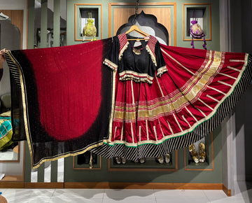 Black And Maroon Colour Chaniya Choli With coins, Kodi Work And Dupatta With Ombre Shading