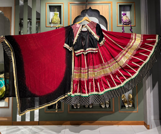 Black And Maroon Colour Chaniya Choli With coins, Kodi Work And Dupatta With Ombre Shading