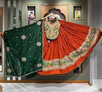 Designer Mirror Work Chaniya Choli with Corset Blouse & 10–12 Meter Flair