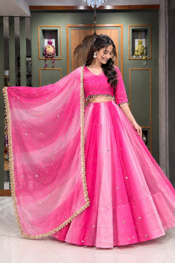 Ombre Shading Premium Goergette Chaniya Choli By Kalpana's Creations